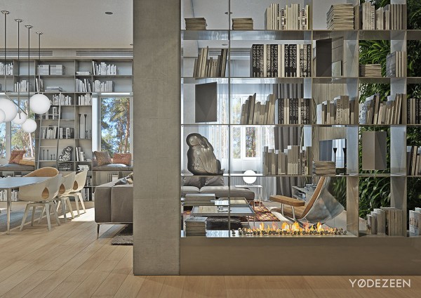 bookshelf-with-fireplace-600x424