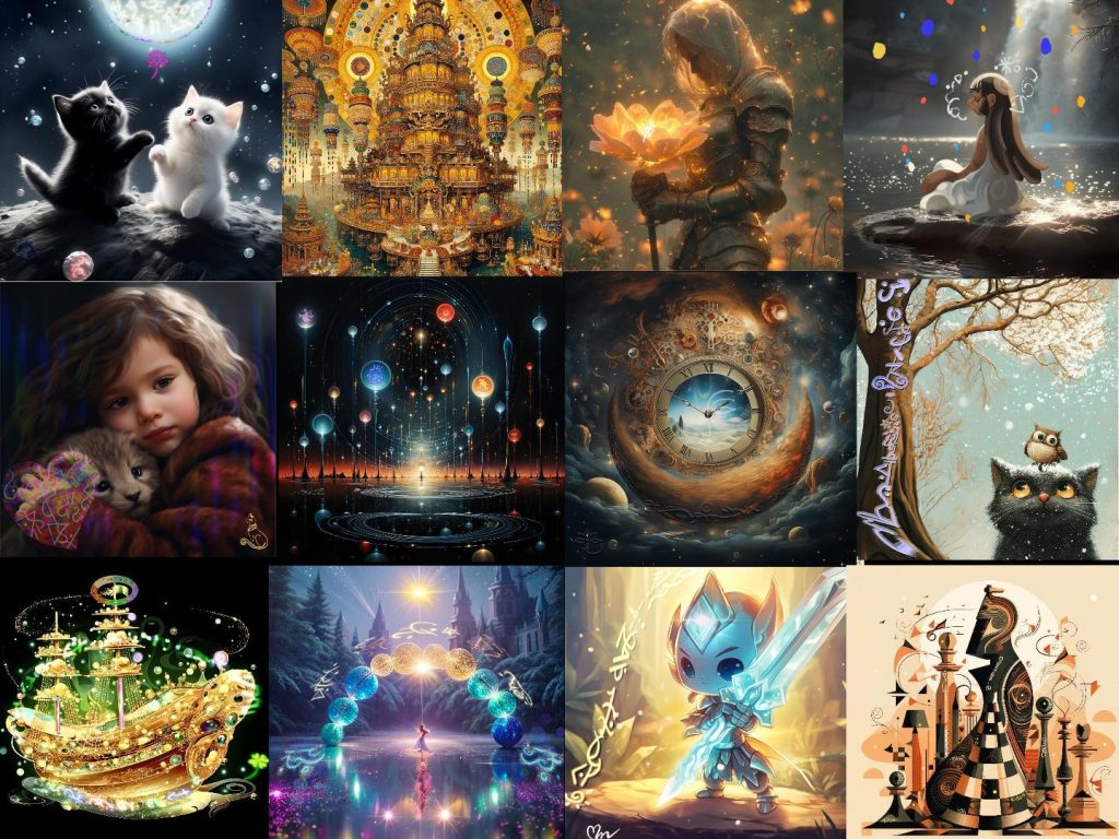 4.-「宇宙能圖騰畫會」由12位創作者組成的藝術團體，利用AI演算法產生圖像為畫布，再繪畫圖騰符號，賦予作品新生命。-1-1024&#215;768